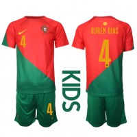 Portugal Ruben Dias #4 Hjemme Trøje Børn VM 2022 Kortærmet (+ Korte bukser)